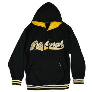 Pittsburgh Hoodie Mens XL Black‎ Yellow Pullover Sweatshirt Renegade Sportswear